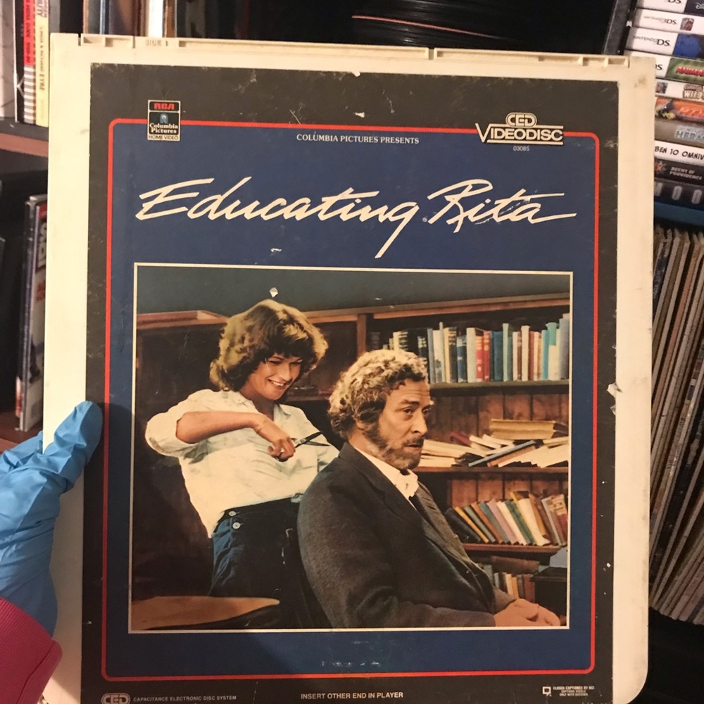 Educating Rita Vintage Videodisc Cover - Blue & Cream